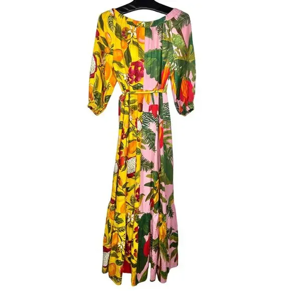 Farm Rio Mixed Print Midi Wrap Dress Small NWT - Picture 5 of 16